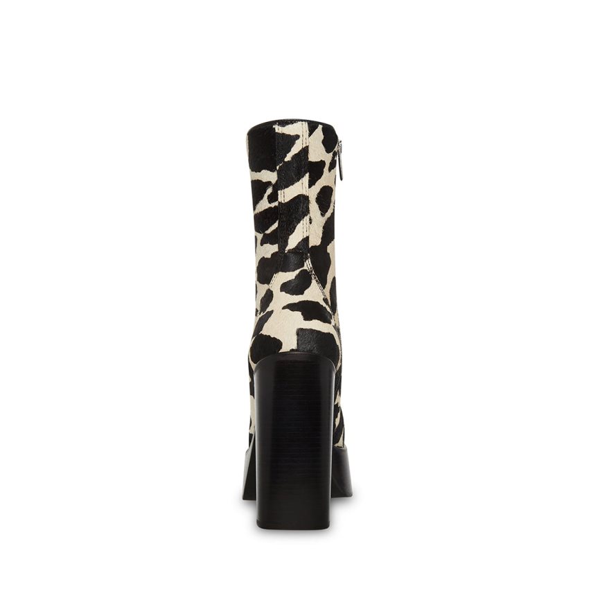 Botines Steve Madden Dwane-c Cow Print Mujer Negras Blancas | ES ET13E6